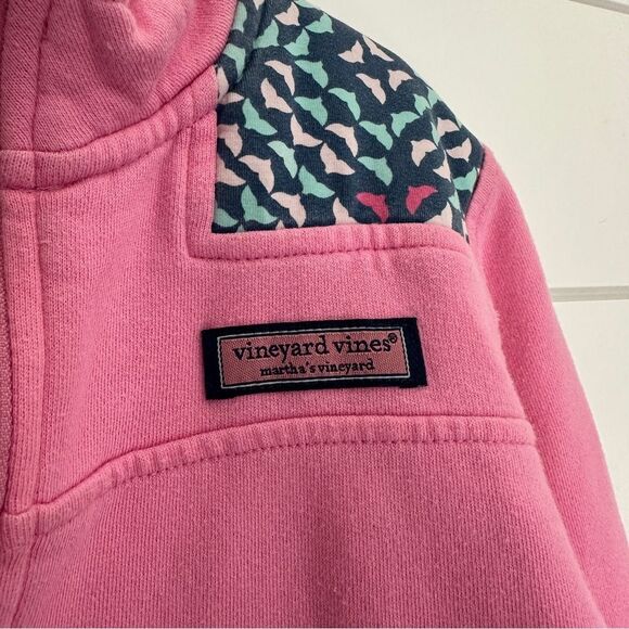Vineyard Vines Girls Pullover Sweatshirt Size Medium Pink 1/4 Zip Martha’s - Picture 3 of 4